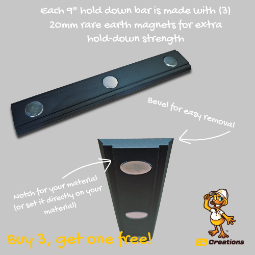 Laser material hold down bars