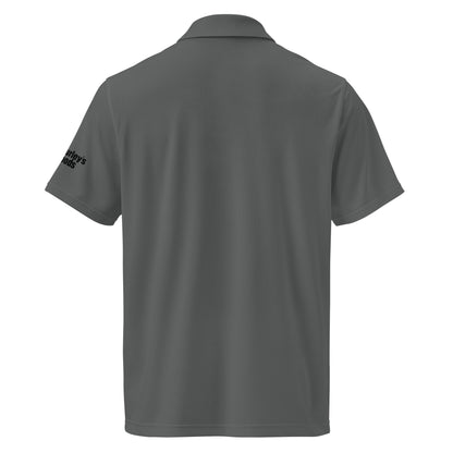 Grey Under Armour men's polo with Gurley's Foods logo on the sleeve, back view